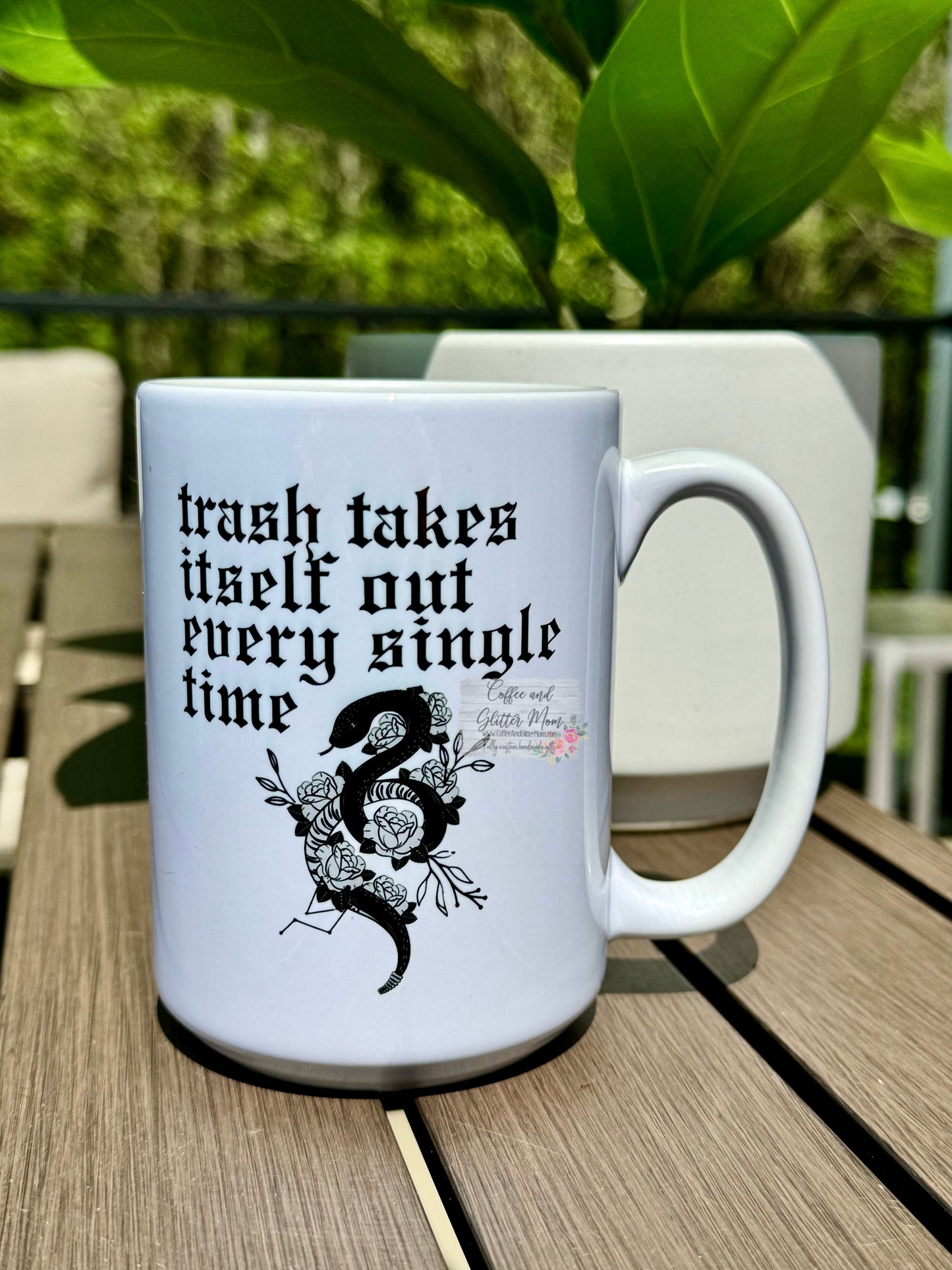 Taylor's Finger Trash Takes It's Self Out 15oz Ceramic Mug