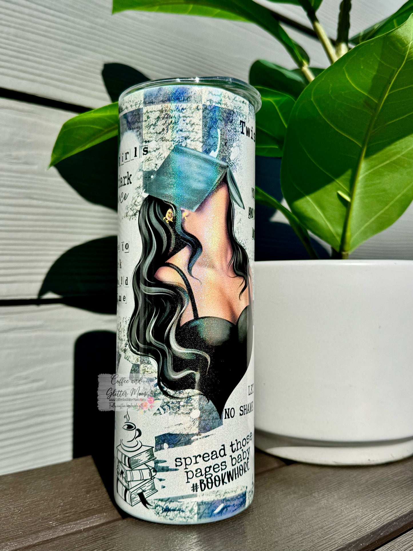 Dark Twisted Book Babe 20oz Holographic Skinny Tumbler