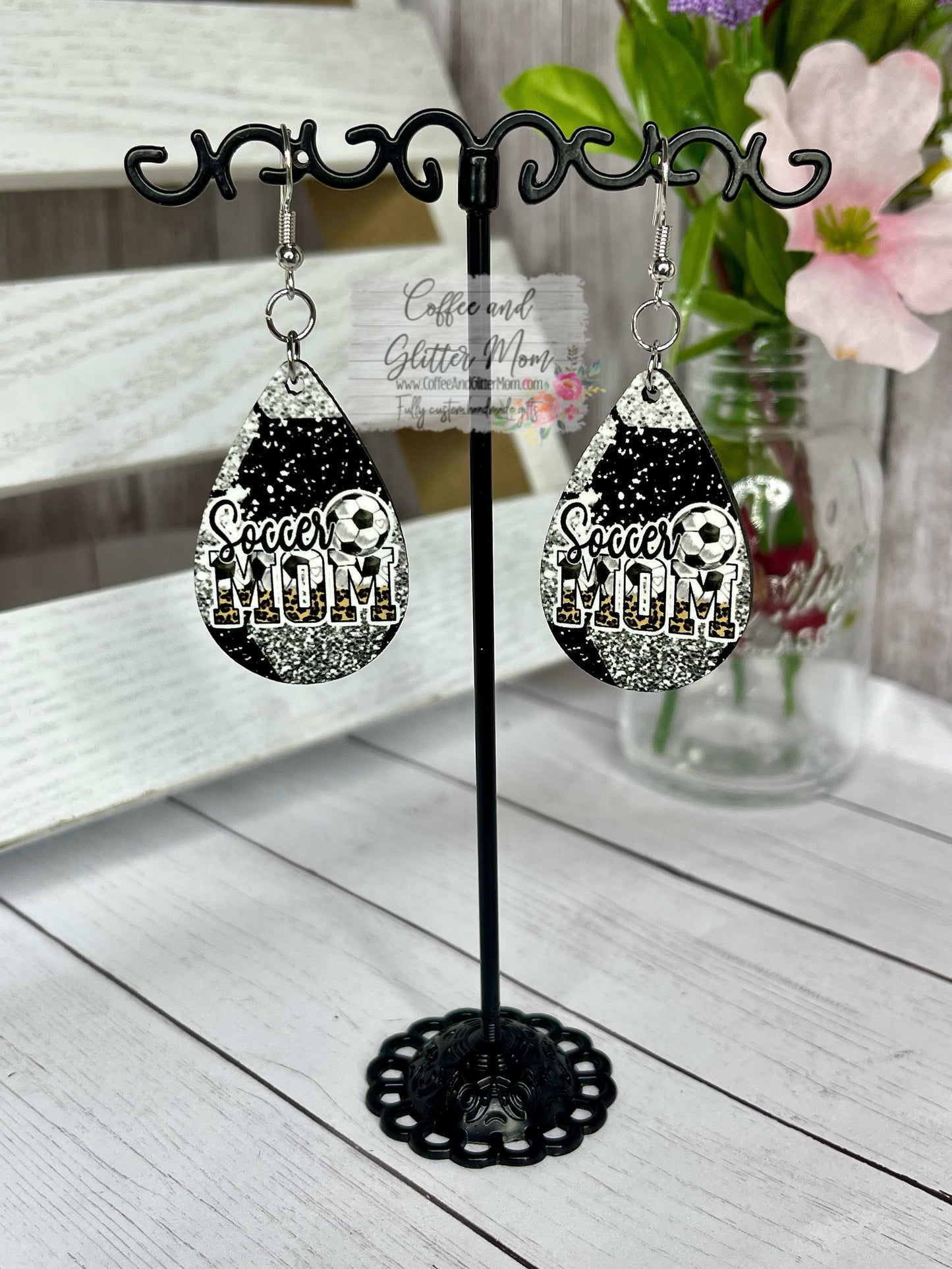 Soccer Ball Soccer Mom Teardrop Earrings