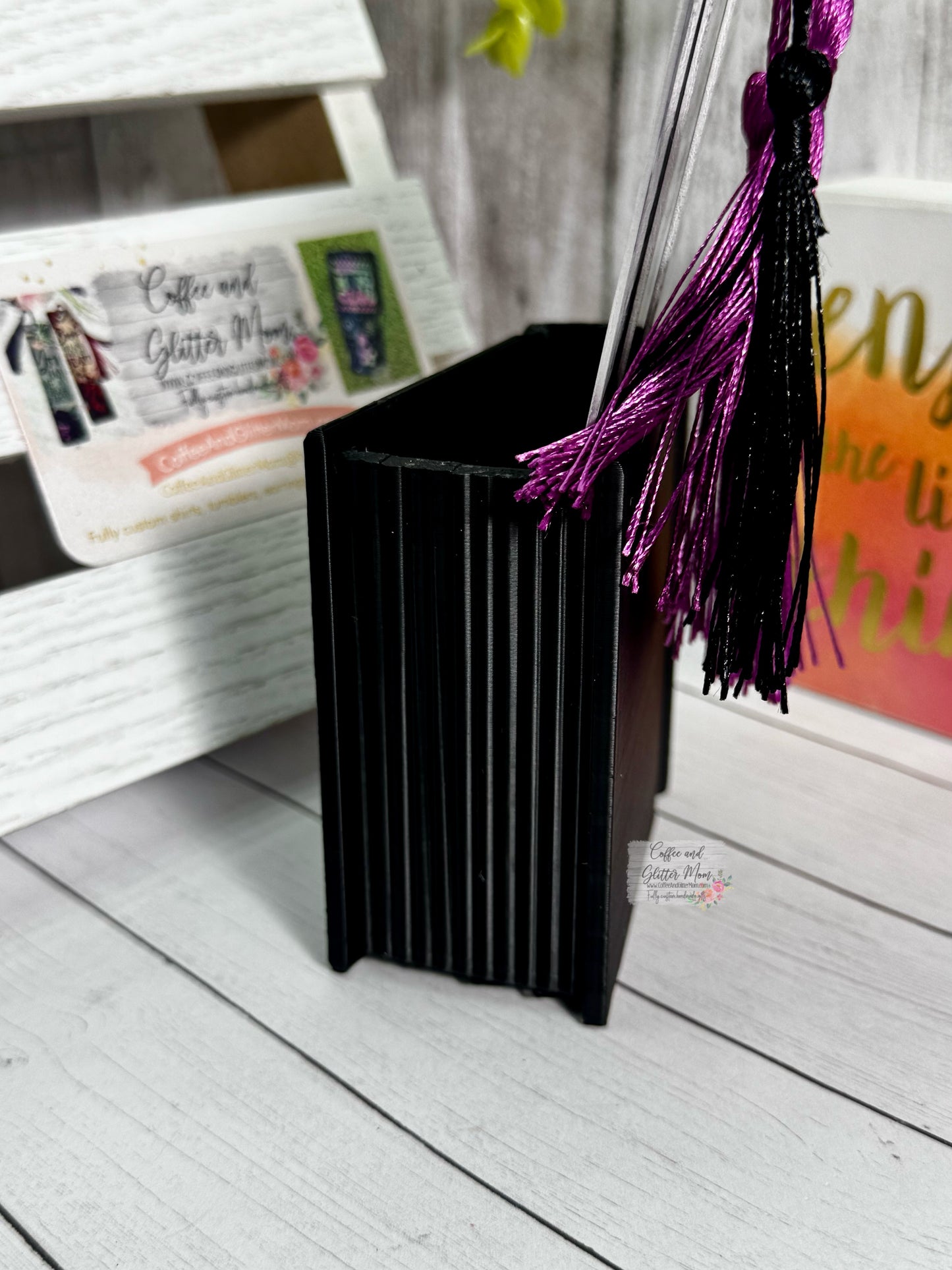 Black with Red Lettering Bookmark Holder