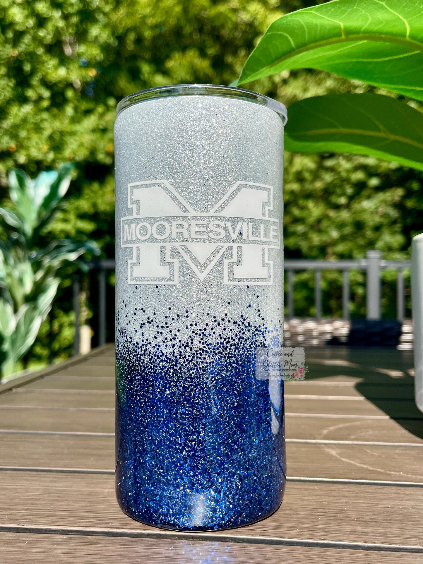 Mooresville 15oz Silver Glitter Skinny Tumbler