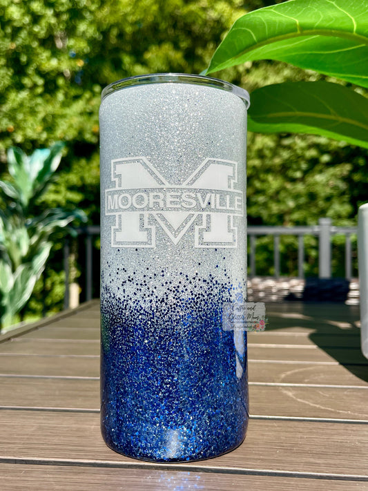 Mooresville 15oz Silver Glitter Skinny Tumbler