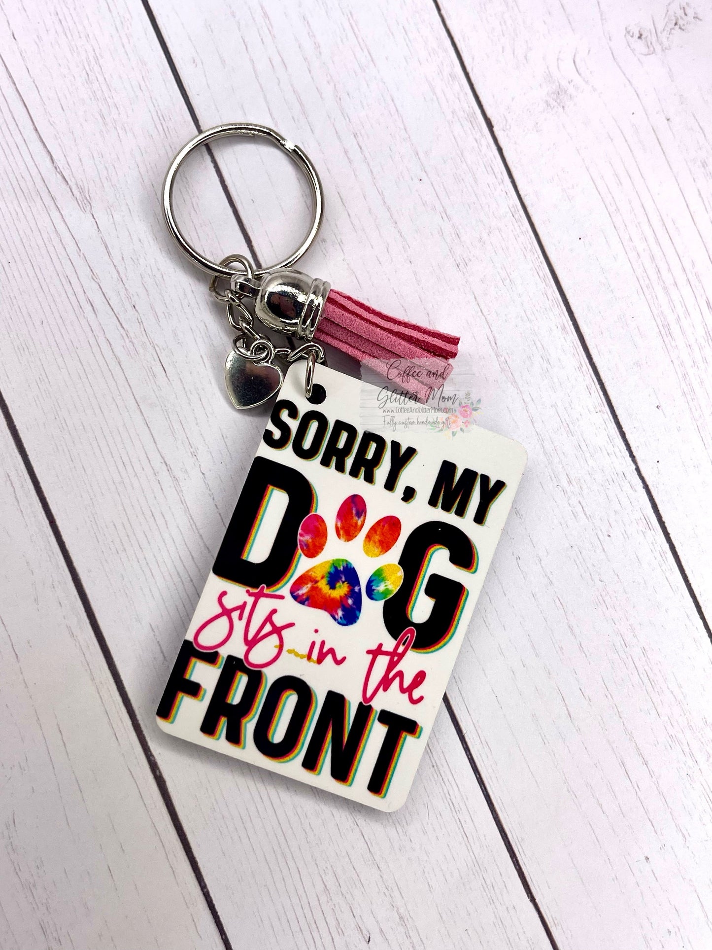 Dog Sits In Front Keychain RTS