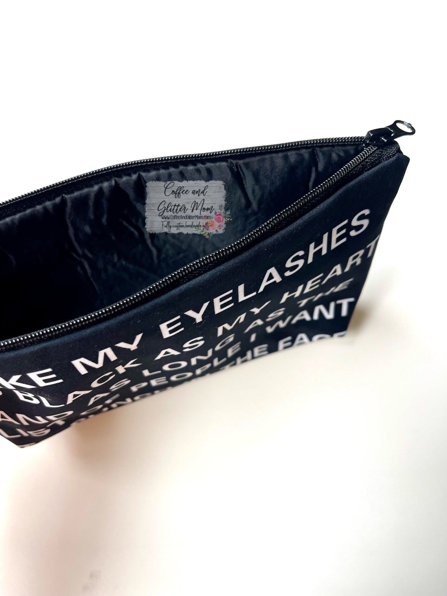 I Like My Eyelashes Black Makeup Bag