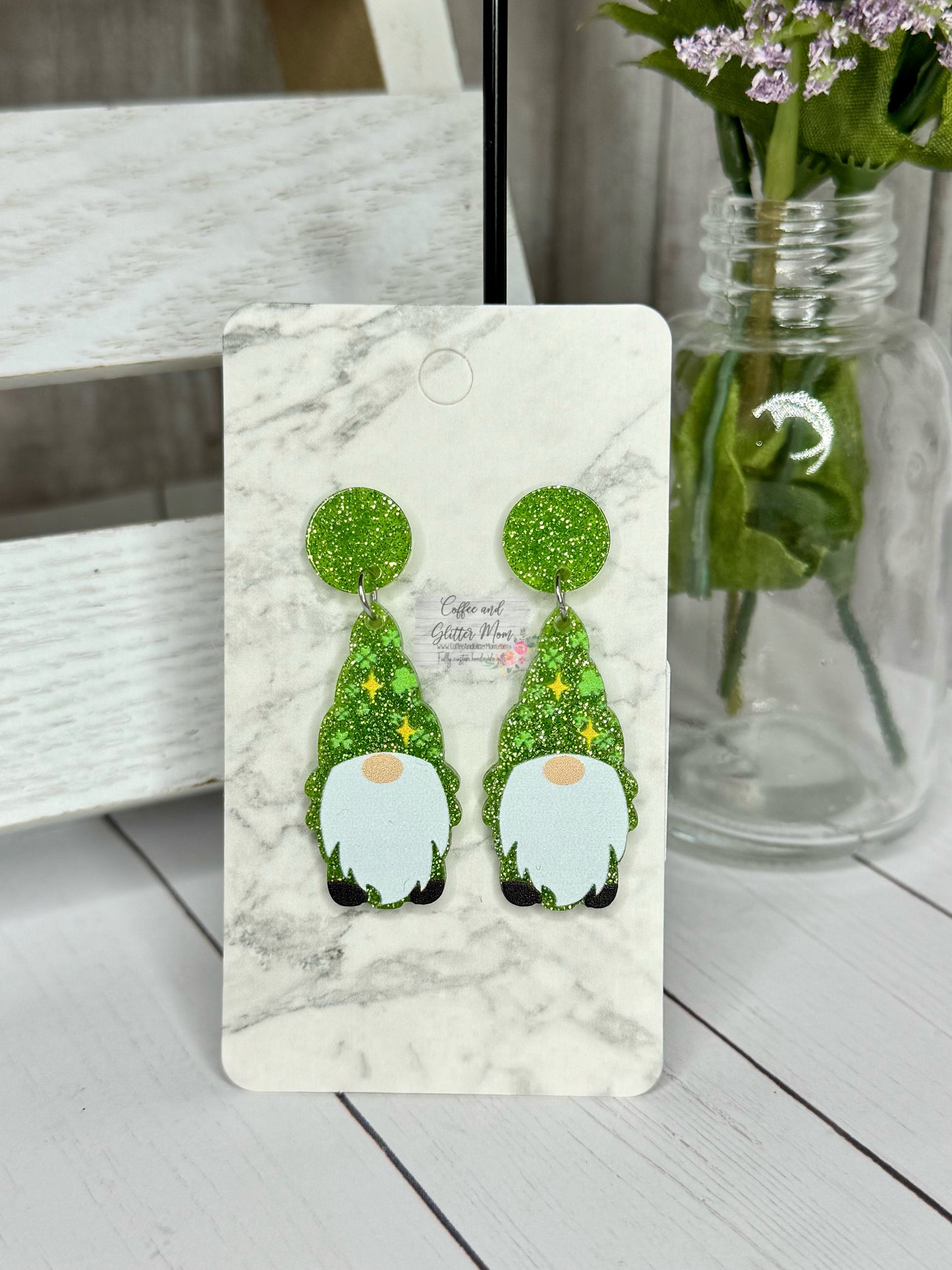Lucky Little Gnome Acrylic Earrings