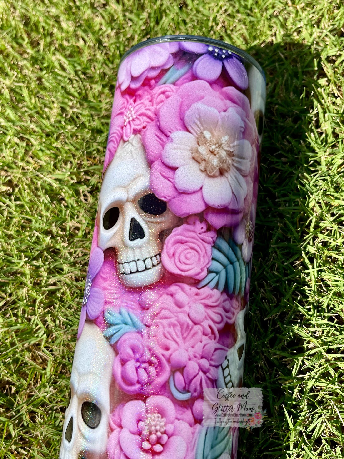 3D Flower Skull 20oz Tumbler