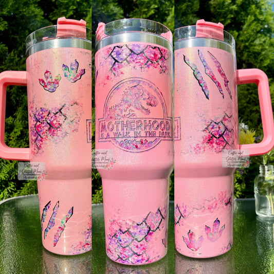 Mamasaurus Pink 40oz Stan Dupe Holographic Travel Tumbler