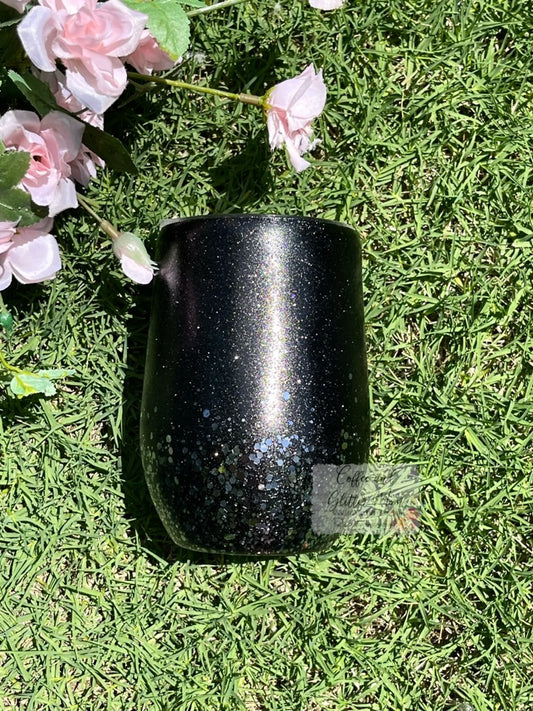 Black and GunmetalChunky 15oz Wine Tumbler with Lid and Straw