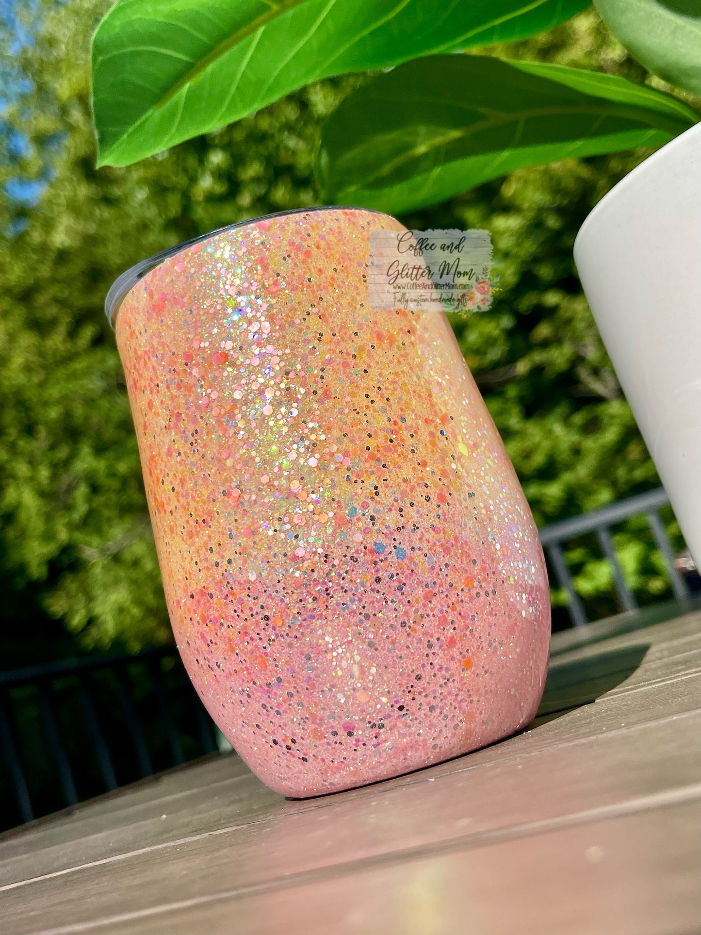 Summer Sunset Customizable 15oz Wine Tumbler with Lid and Straw