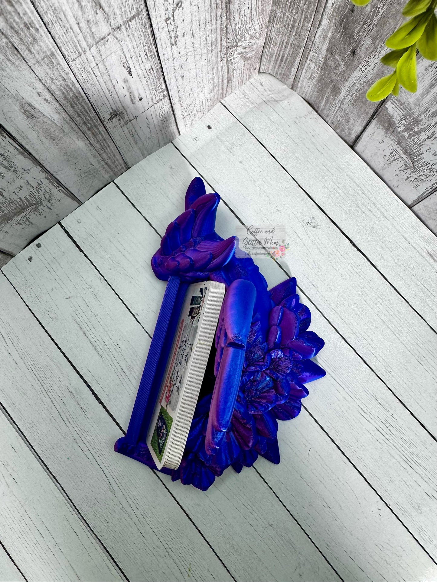 Purple and Blue Silk Dragon Phone/Business Card Holder
