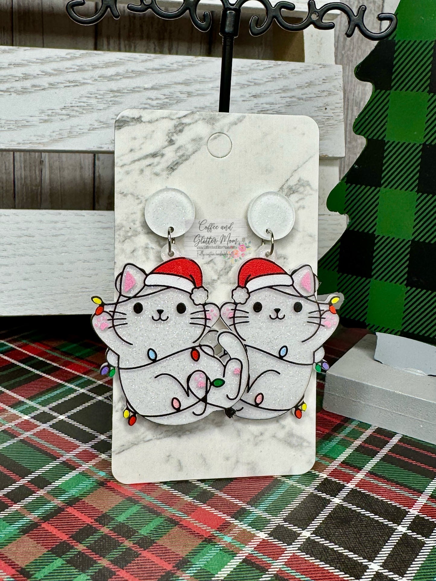 Christmas Kitten Earrings