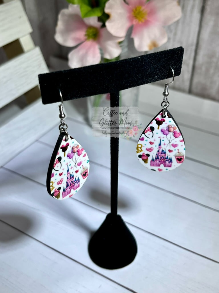 Magical Castle White Teardrop Earrings RTS