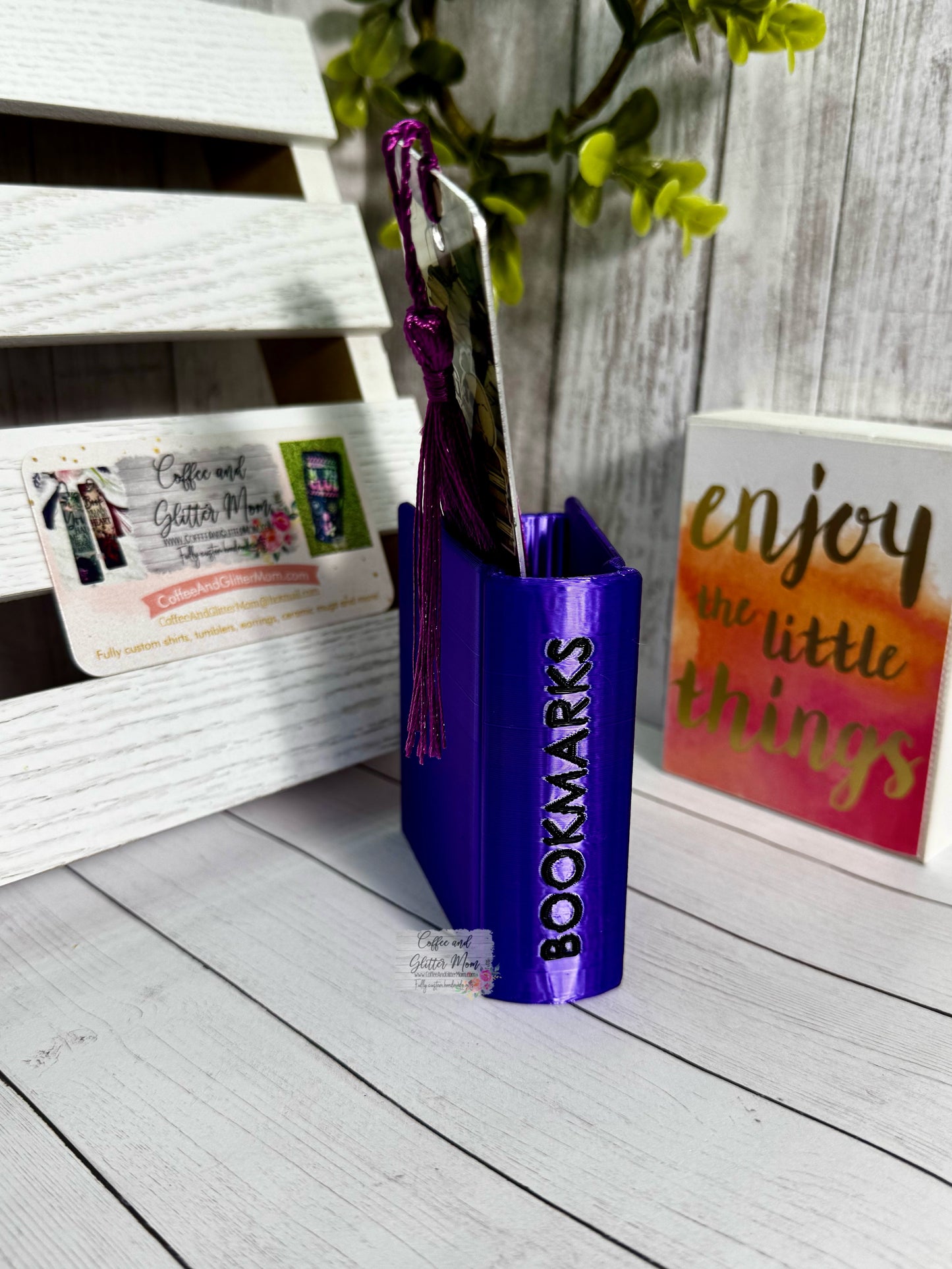 Purple Silk with Black Lettering Bookmark Holder