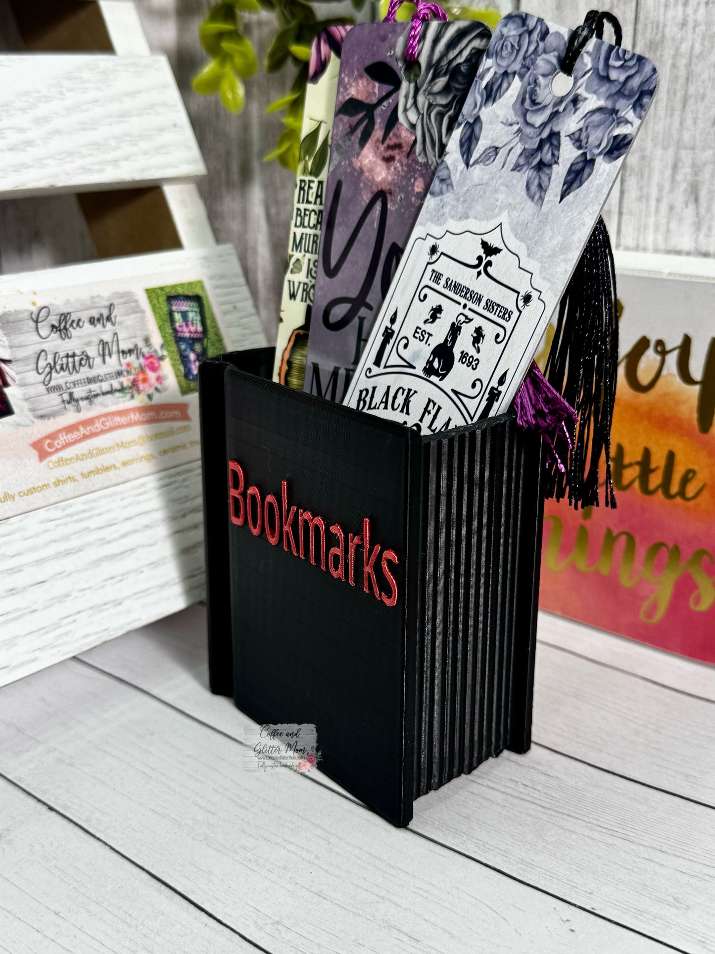 Black with Red Lettering Bookmark Holder