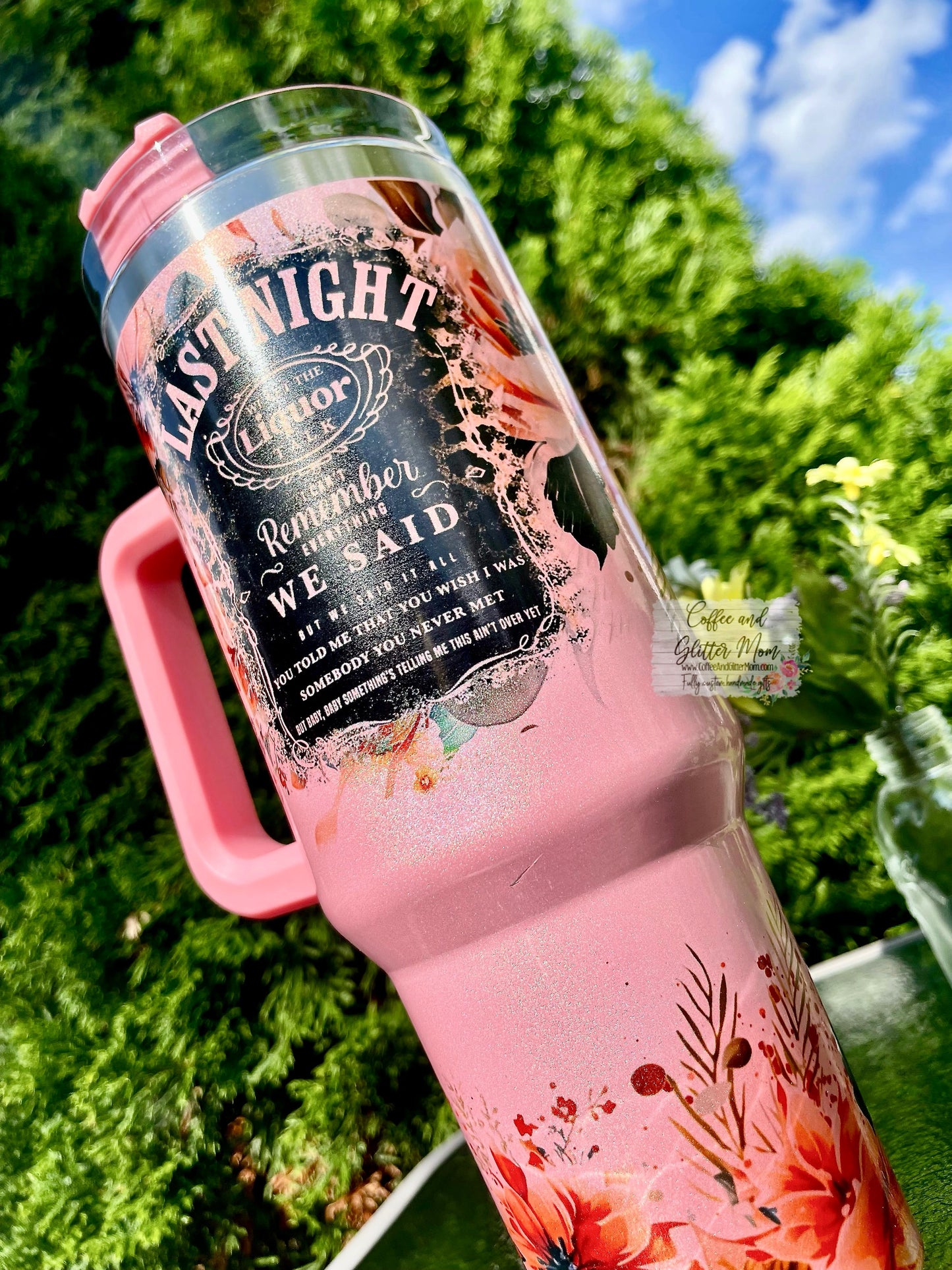 Last Night 40oz Stan Dupe Holographic Travel Tumbler