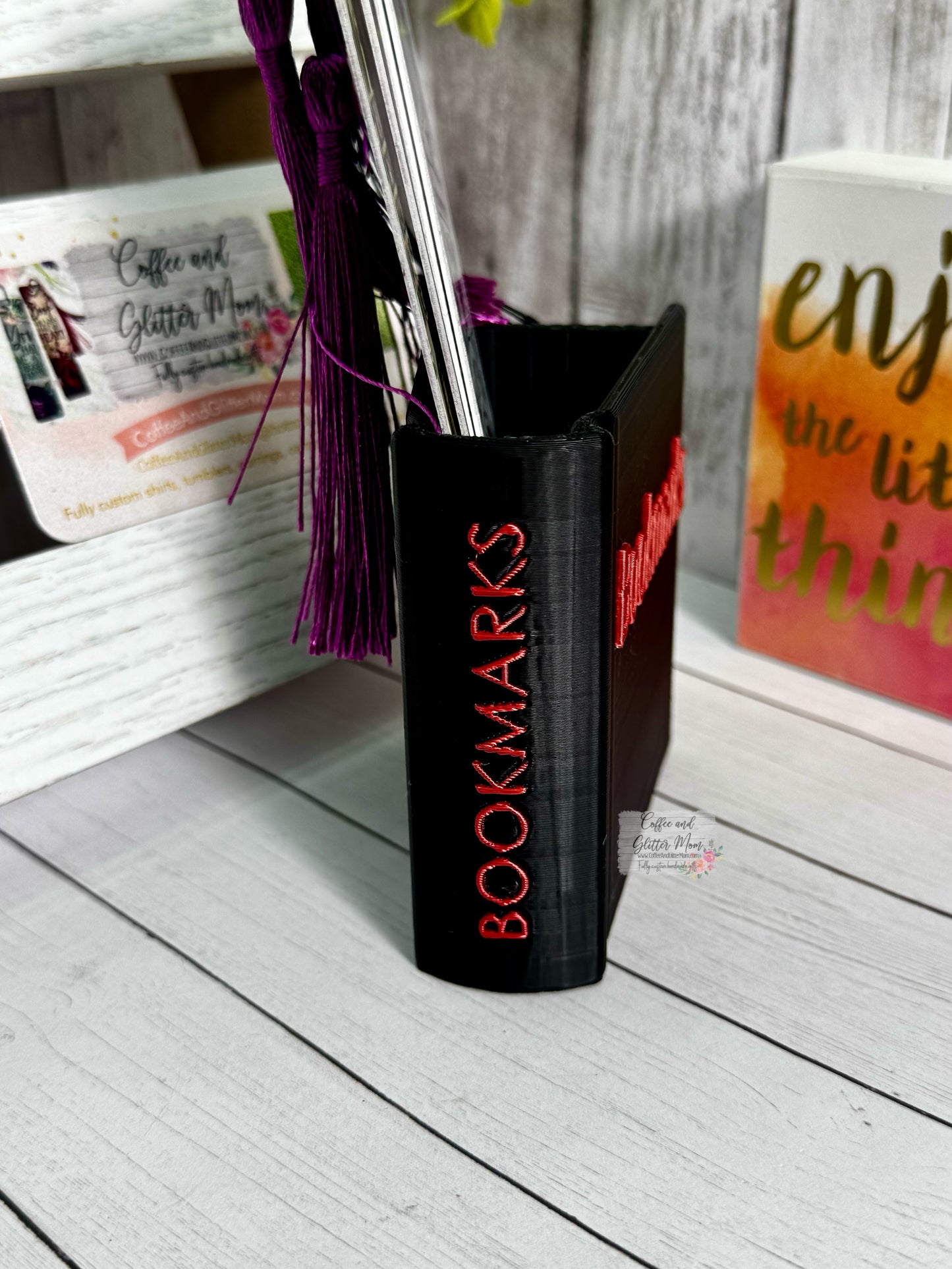 Black with Red Lettering Bookmark Holder