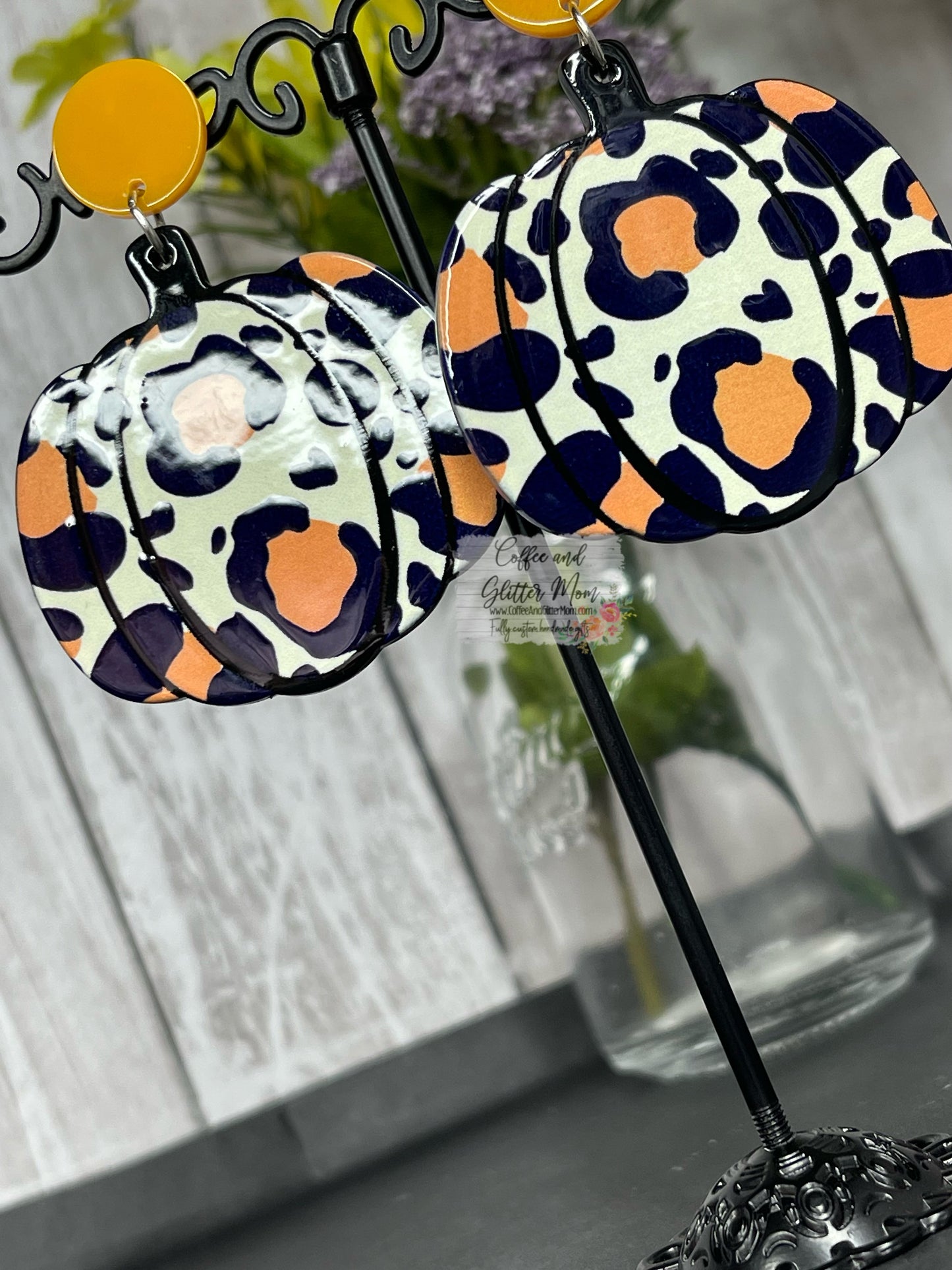Leopard Pumpkin Acrylic Earrings