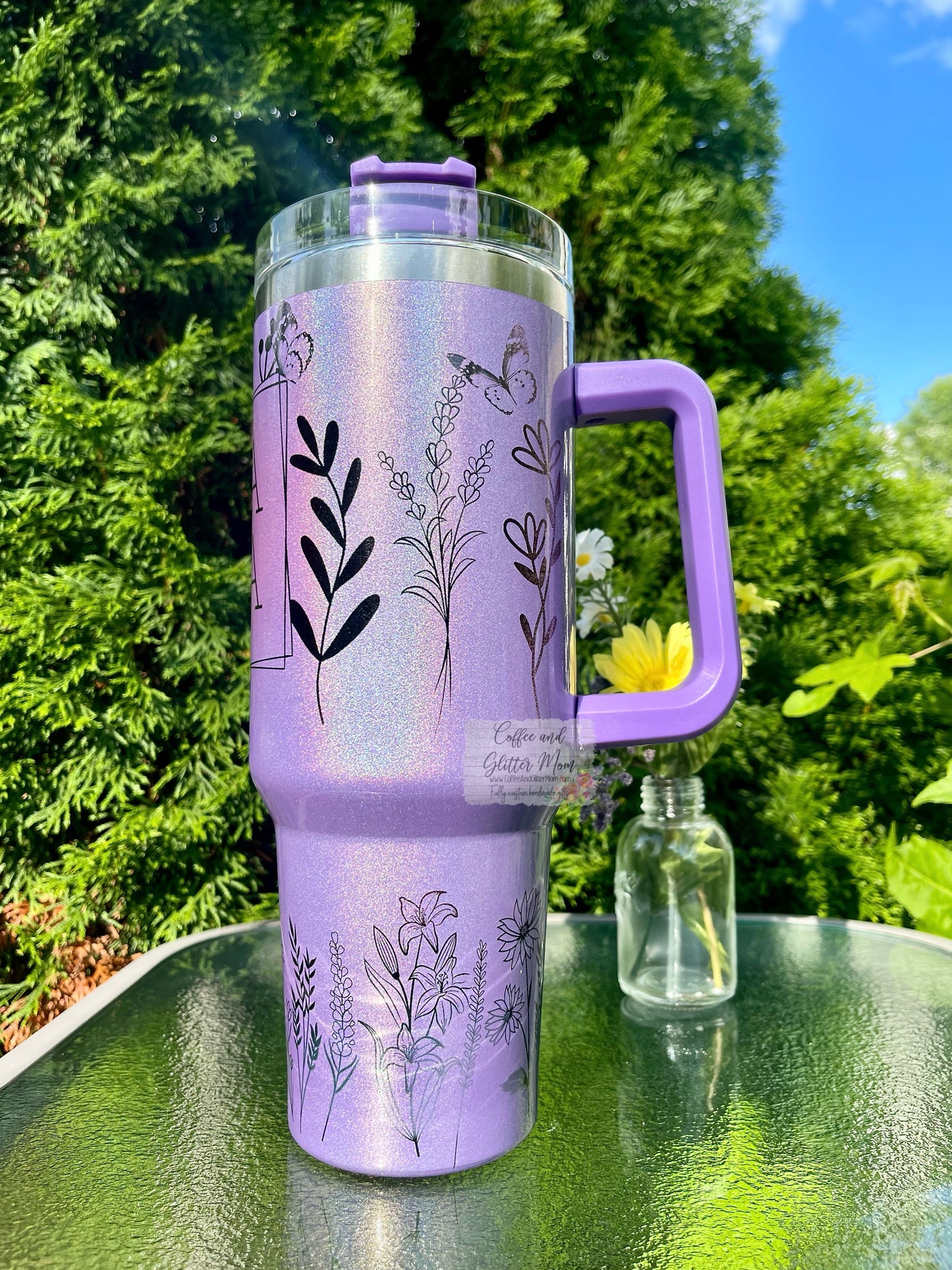 Mama Purple 40oz Stan Dupe Holographic Travel Tumbler