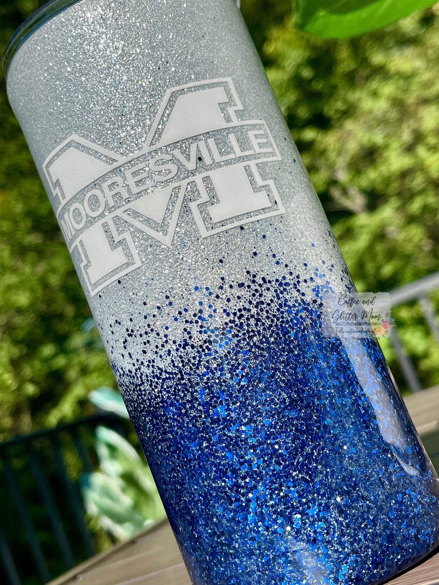 Mooresville 15oz Silver Glitter Skinny Tumbler