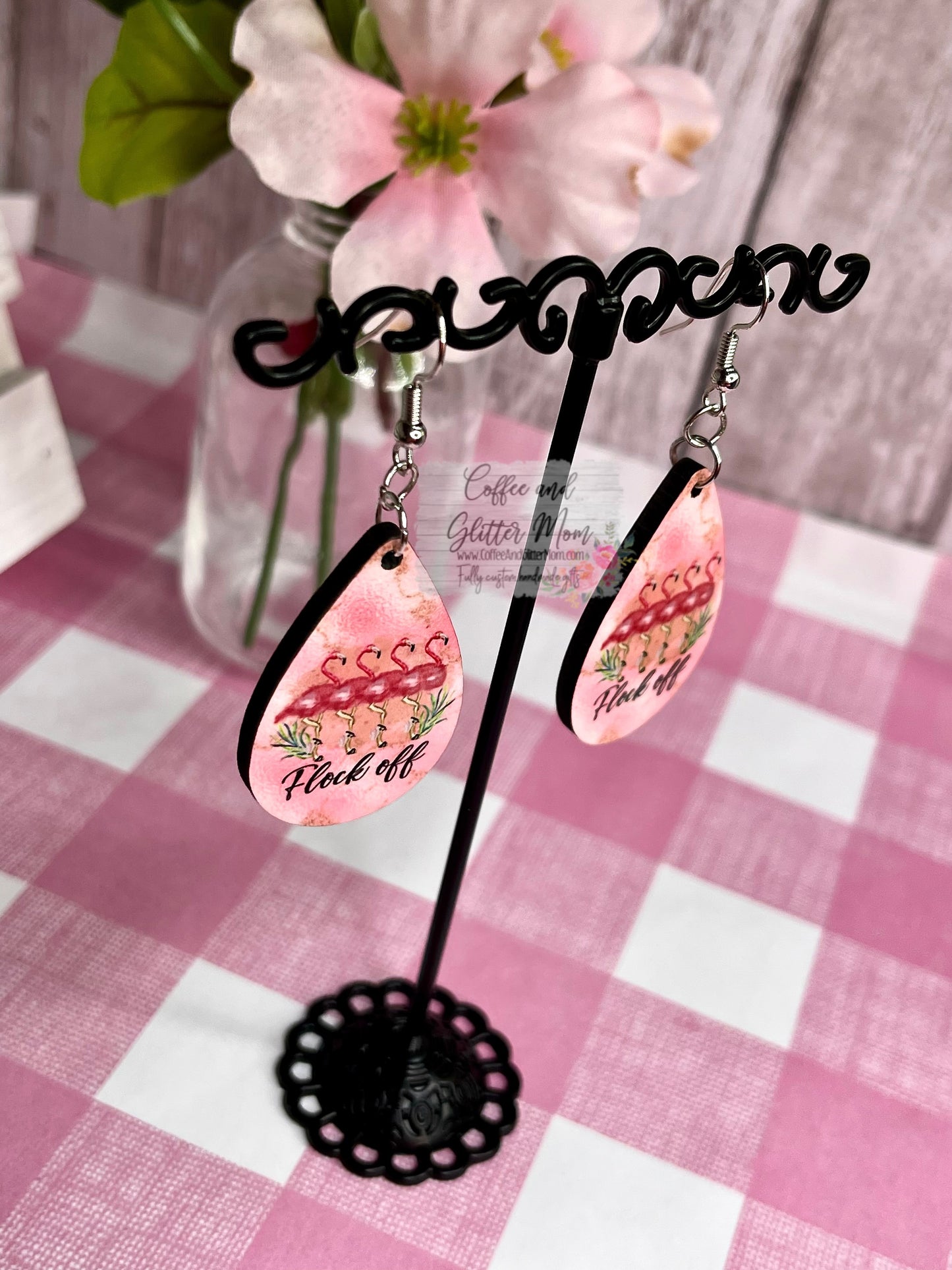 Flock Off Flamingo Teardrop Earrings RTS