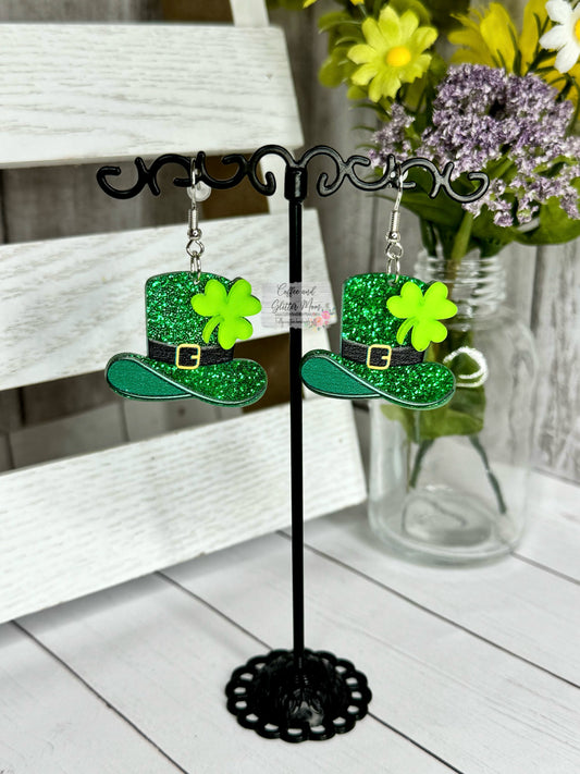 Lucky Lil Leprechaun Hat Acrylic Earrings