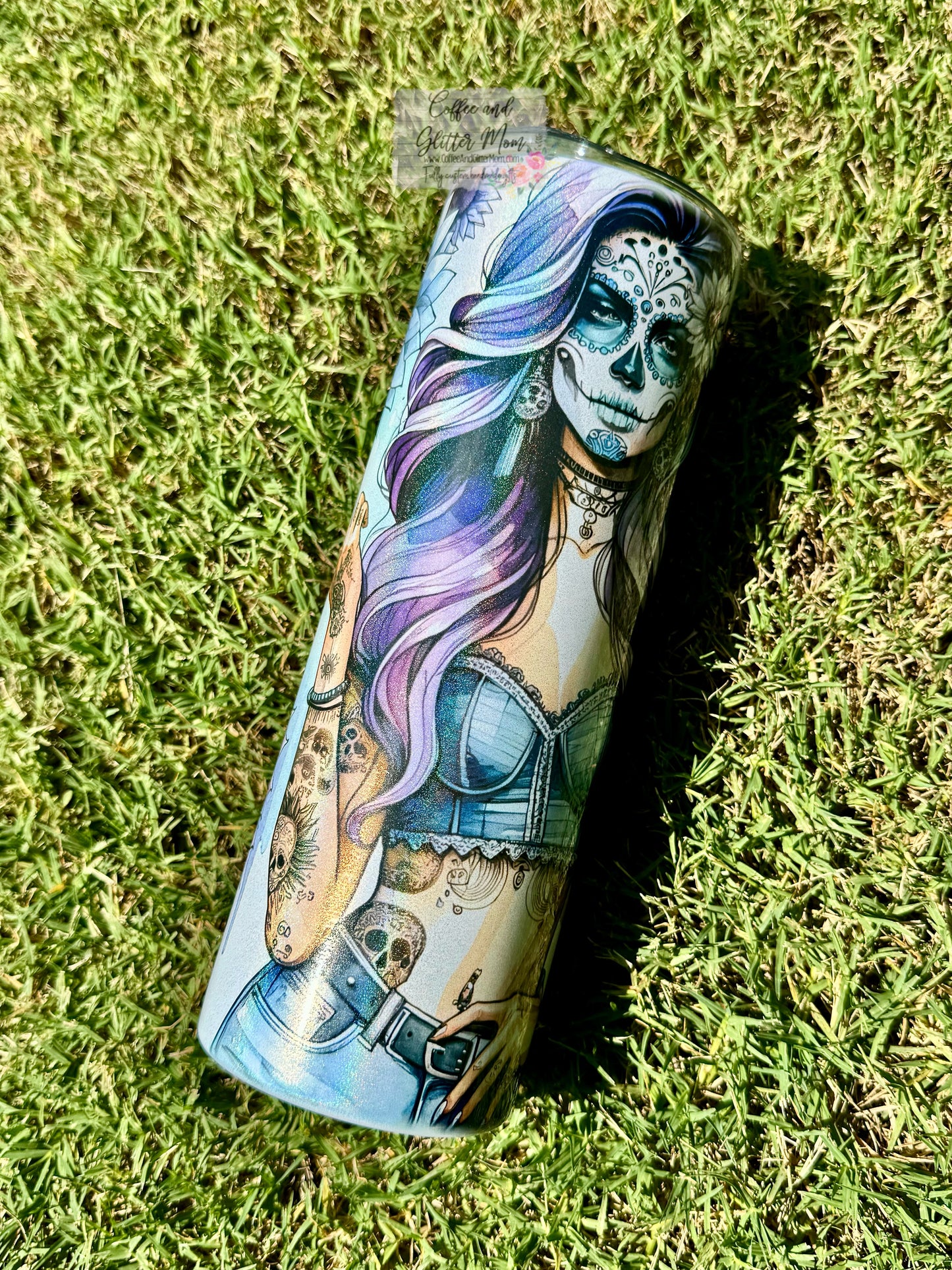 Sugarskull Girl 20oz Holographic Tumbler