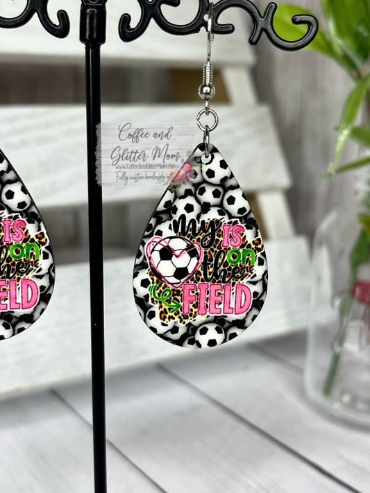 My Heart is on That Feild Soccer Teardrop Earrings