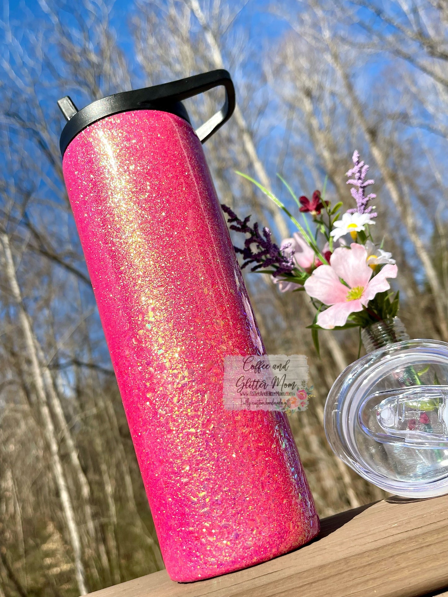 Water Lilly Pink Fine and Chunky 20oz Skinny Duo-Lid Tumbler