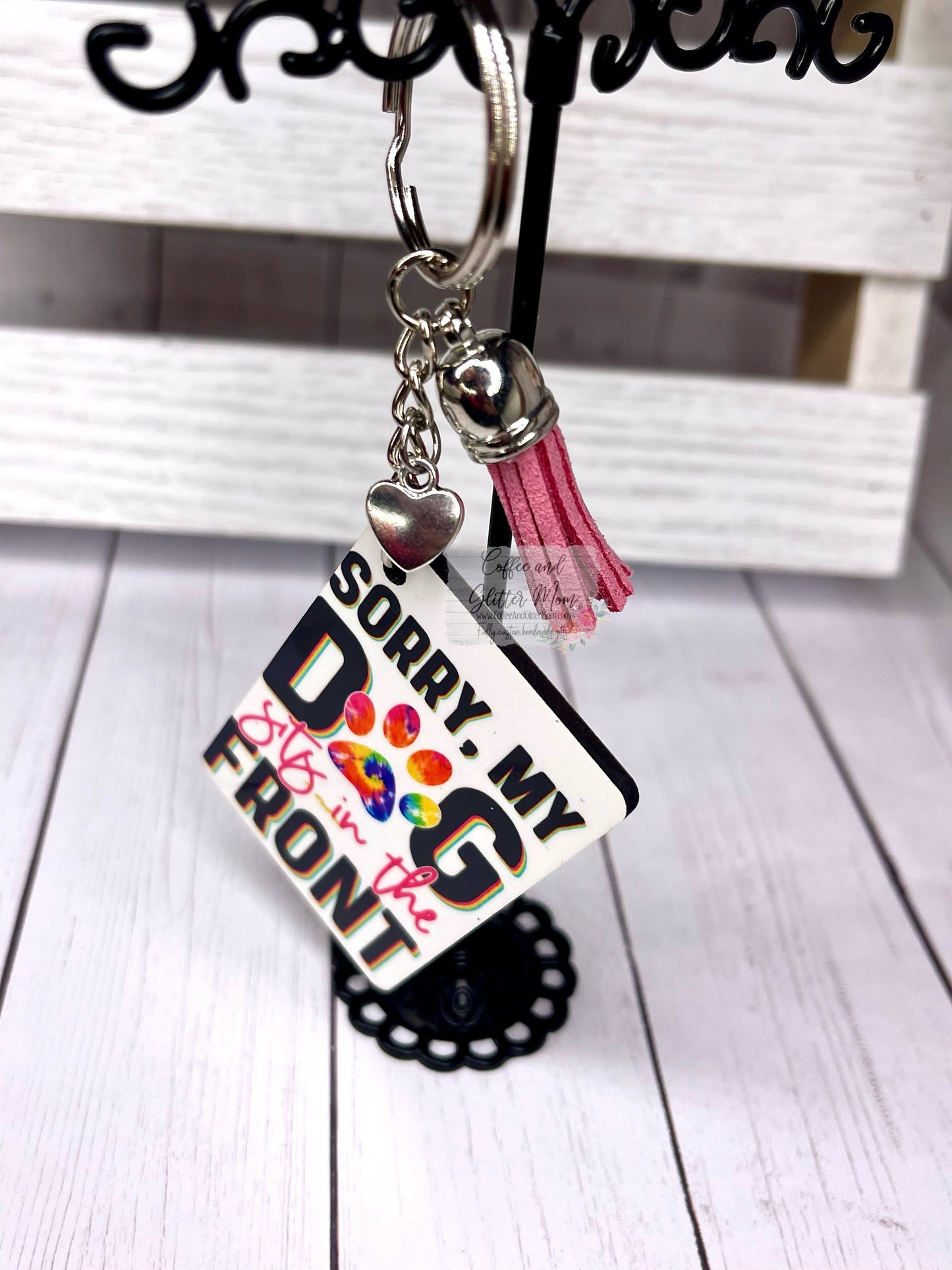 Dog Sits In Front Keychain RTS