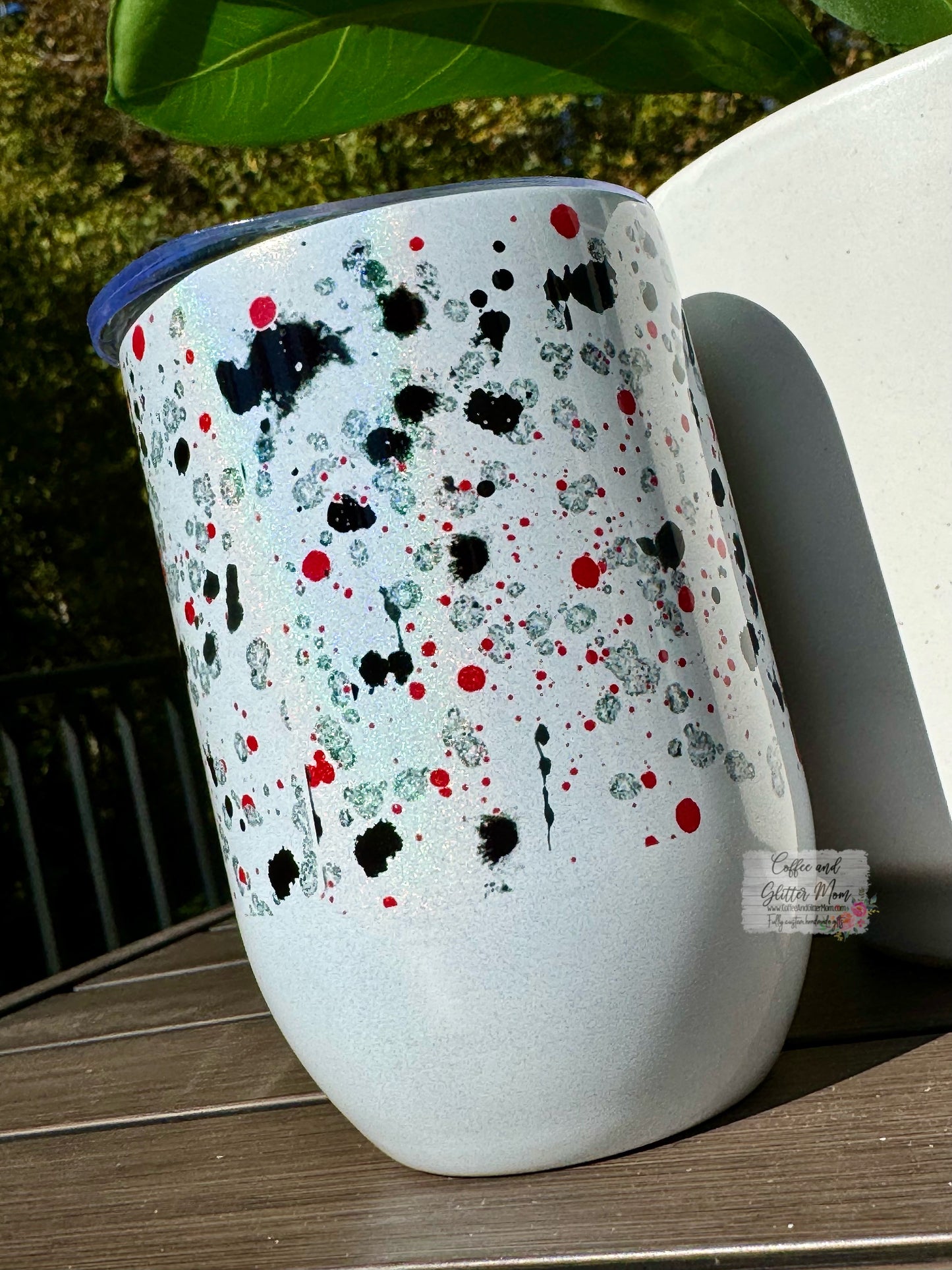 Buckeyes Splatter 12oz Holographic Sparkle Wine Tumbler