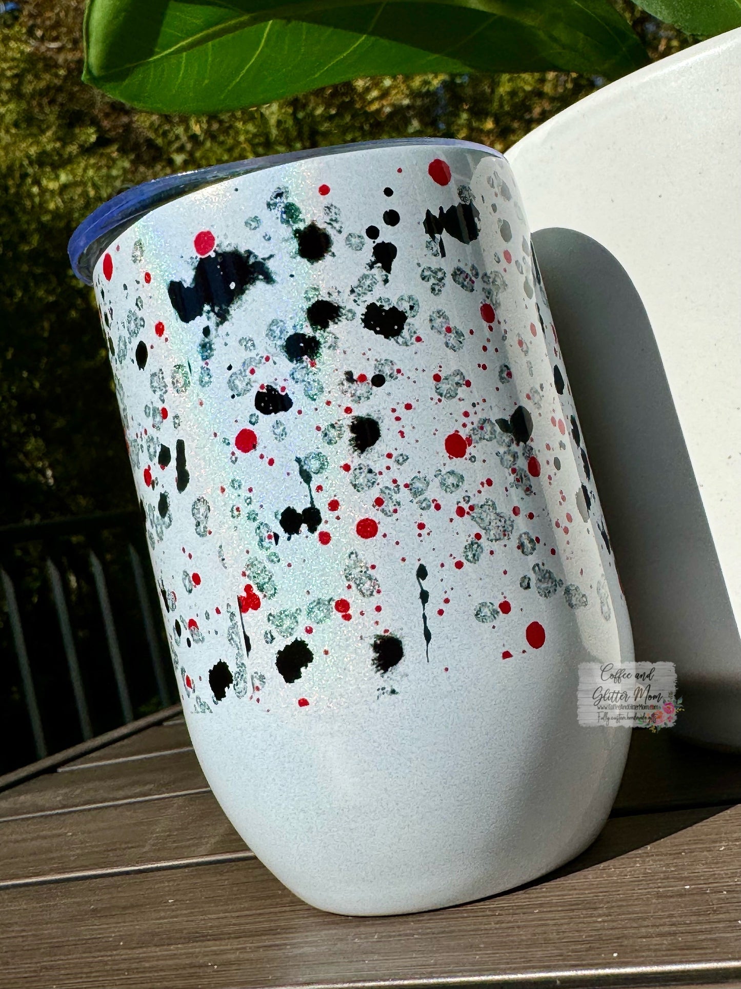 Buckeyes Splatter 12oz Holographic Sparkle Wine Tumbler