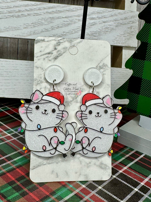 Christmas Kitten Earrings
