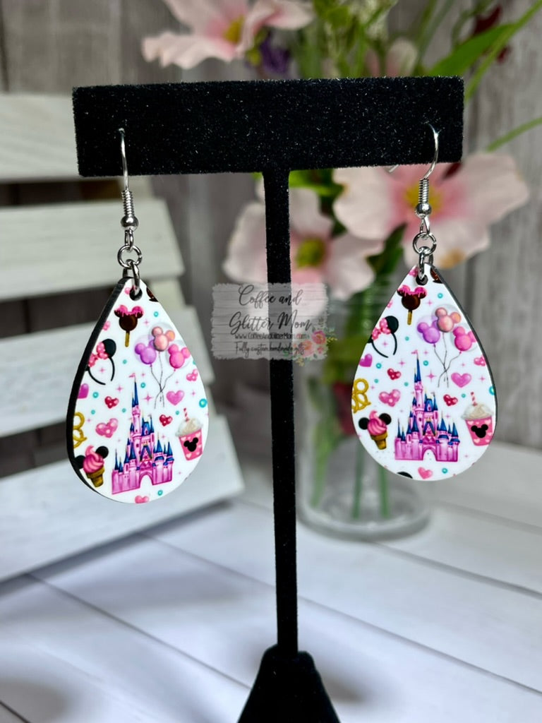 Magical Castle White Teardrop Earrings RTS