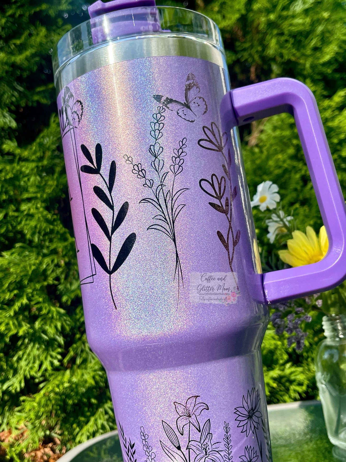 Mama Purple 40oz Stan Dupe Holographic Travel Tumbler