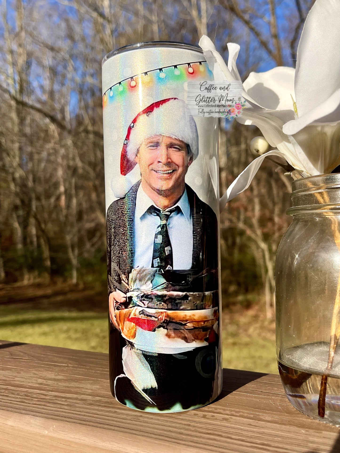 Griswold Clark Quote 20oz Holographic White Skinny Tumbler