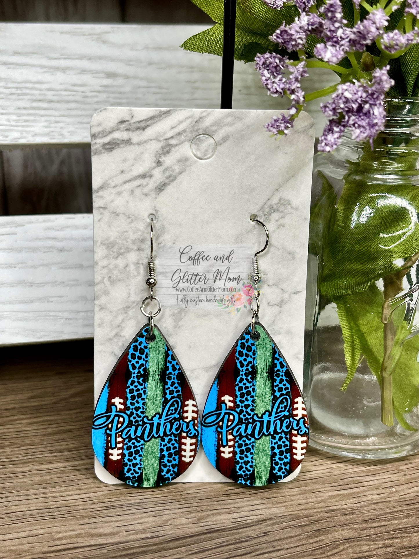 Panthers Football Teardrop Earrings