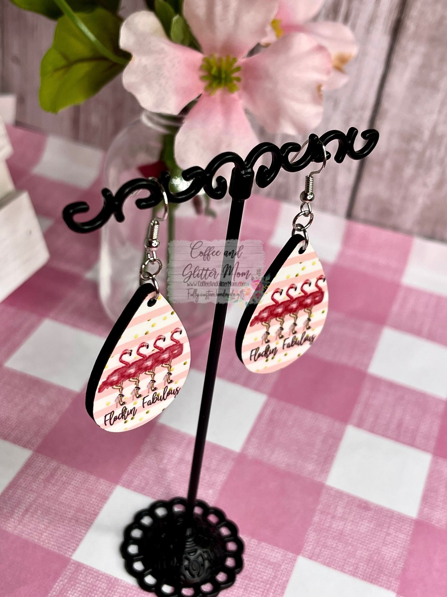 Flocking Fabulous Flamingo Teardrop Earrings RTS