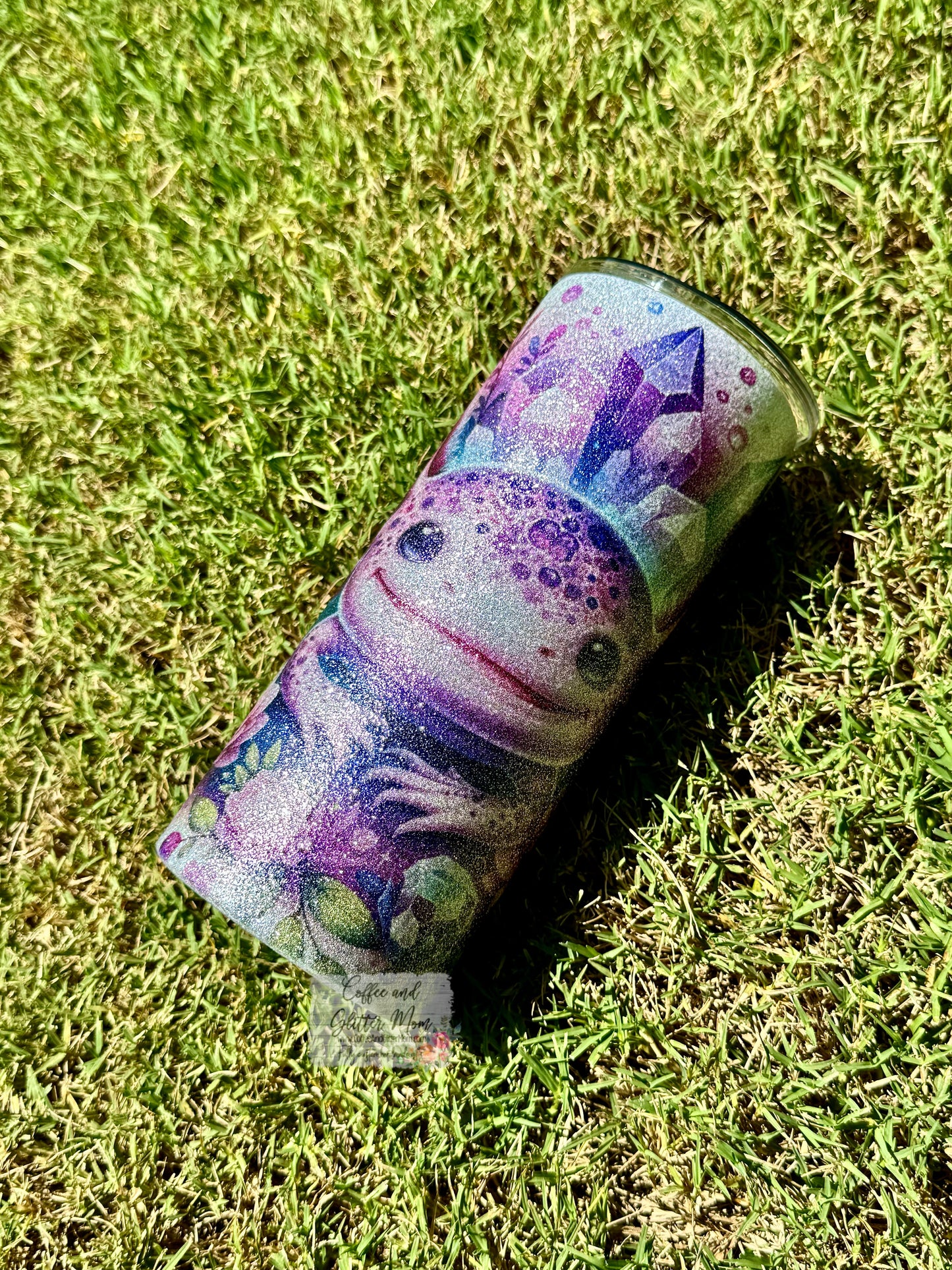 Axolotl 15oz Silver Glitter Skinny Tumbler