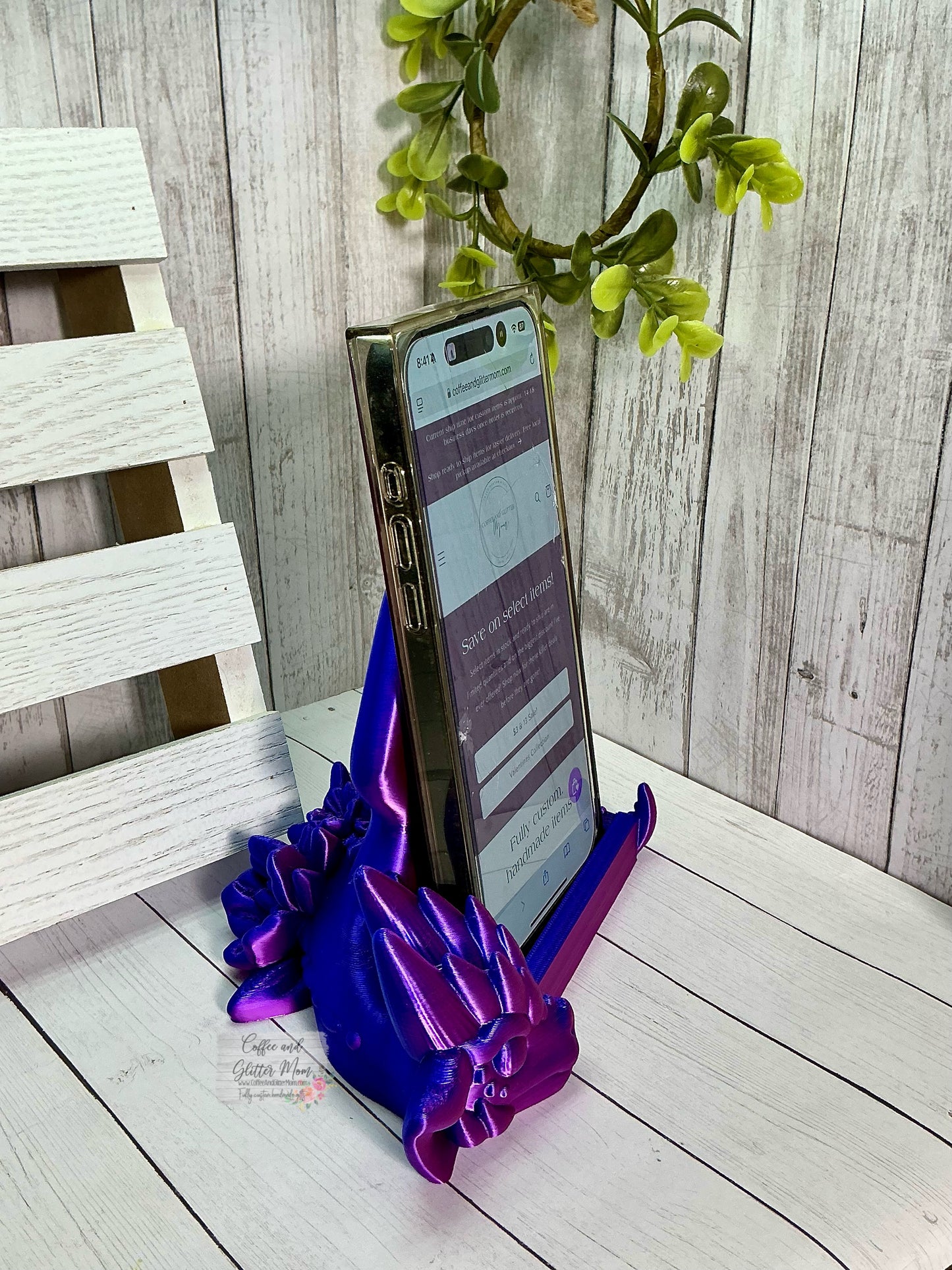 Purple and Blue Silk Dragon Phone/Business Card Holder
