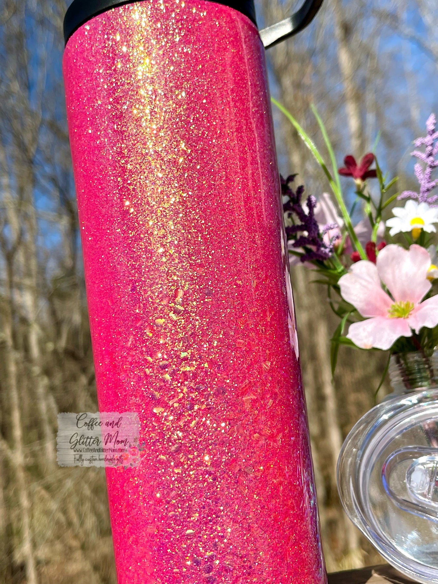 Water Lilly Pink Fine and Chunky 20oz Skinny Duo-Lid Tumbler