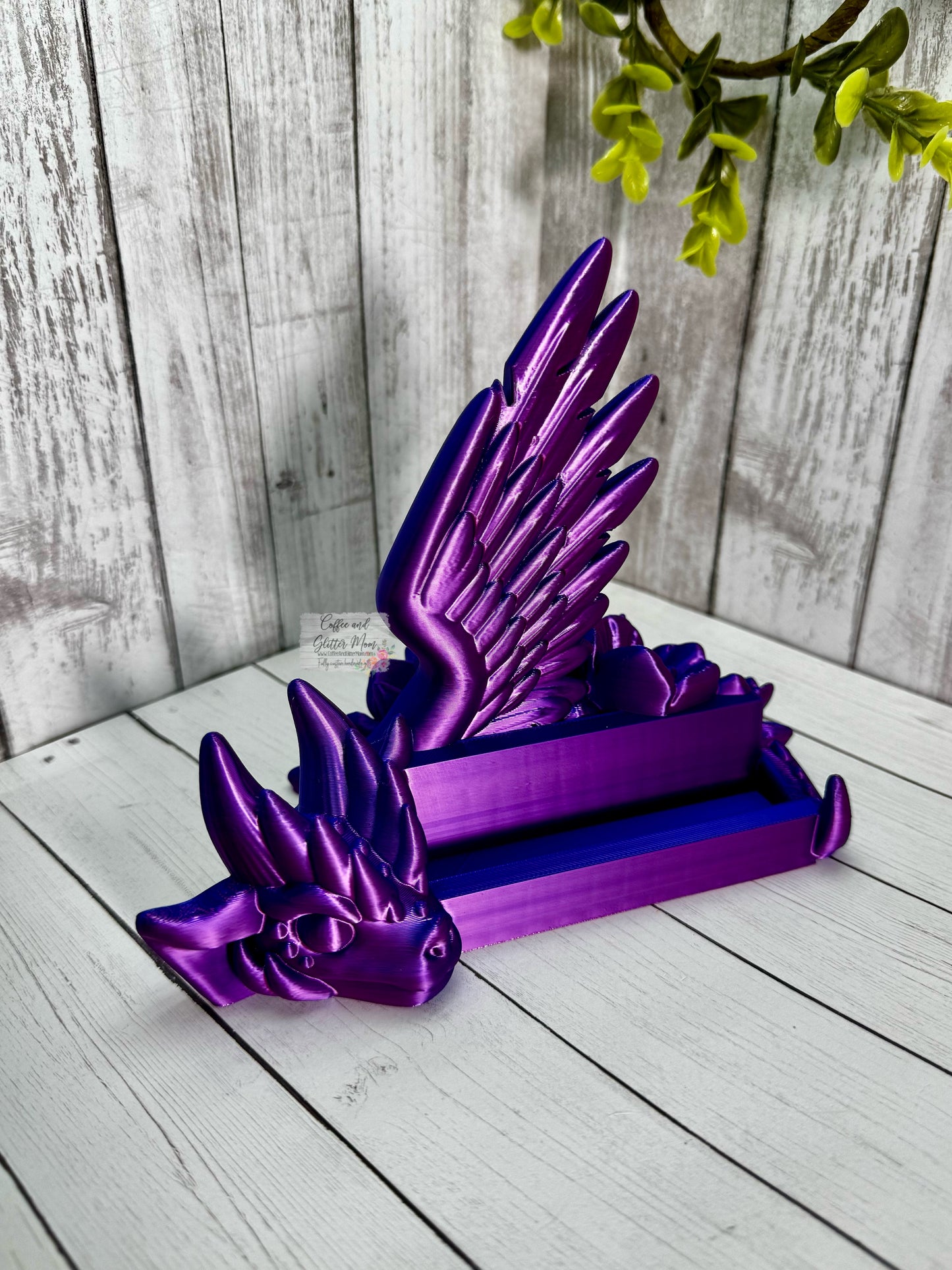 Purple and Blue Silk Dragon Phone/Business Card Holder