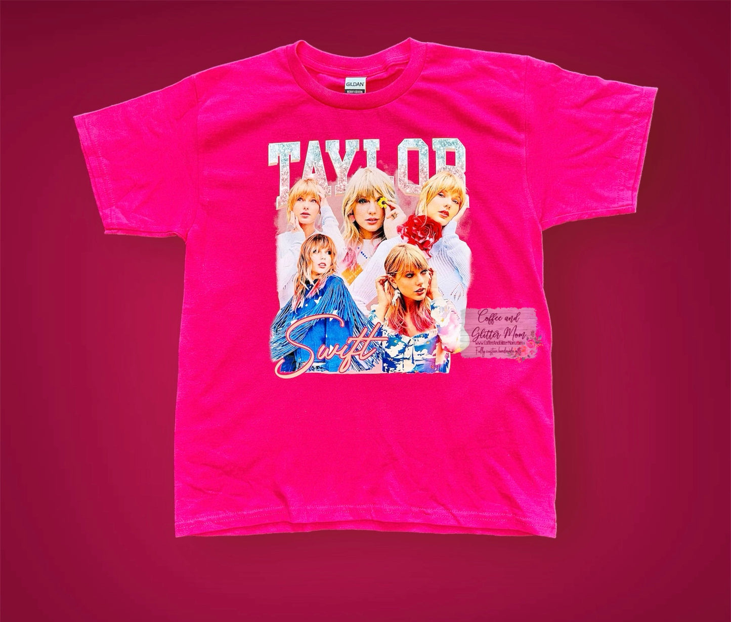 Taylor Mosaic Pink Youth Medium Tee