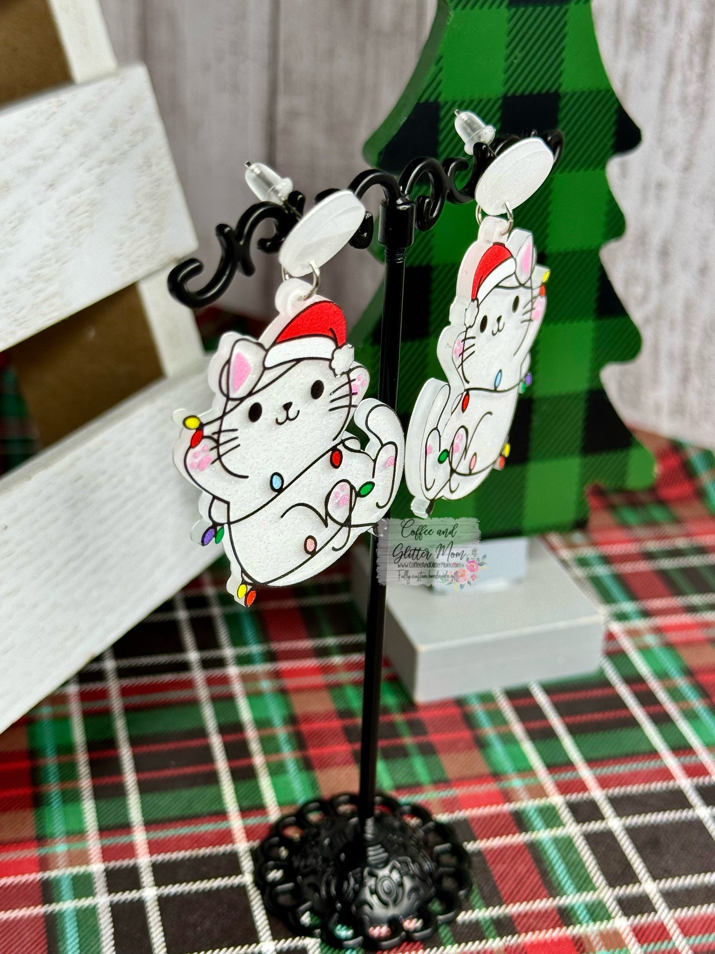 Christmas Kitten Earrings
