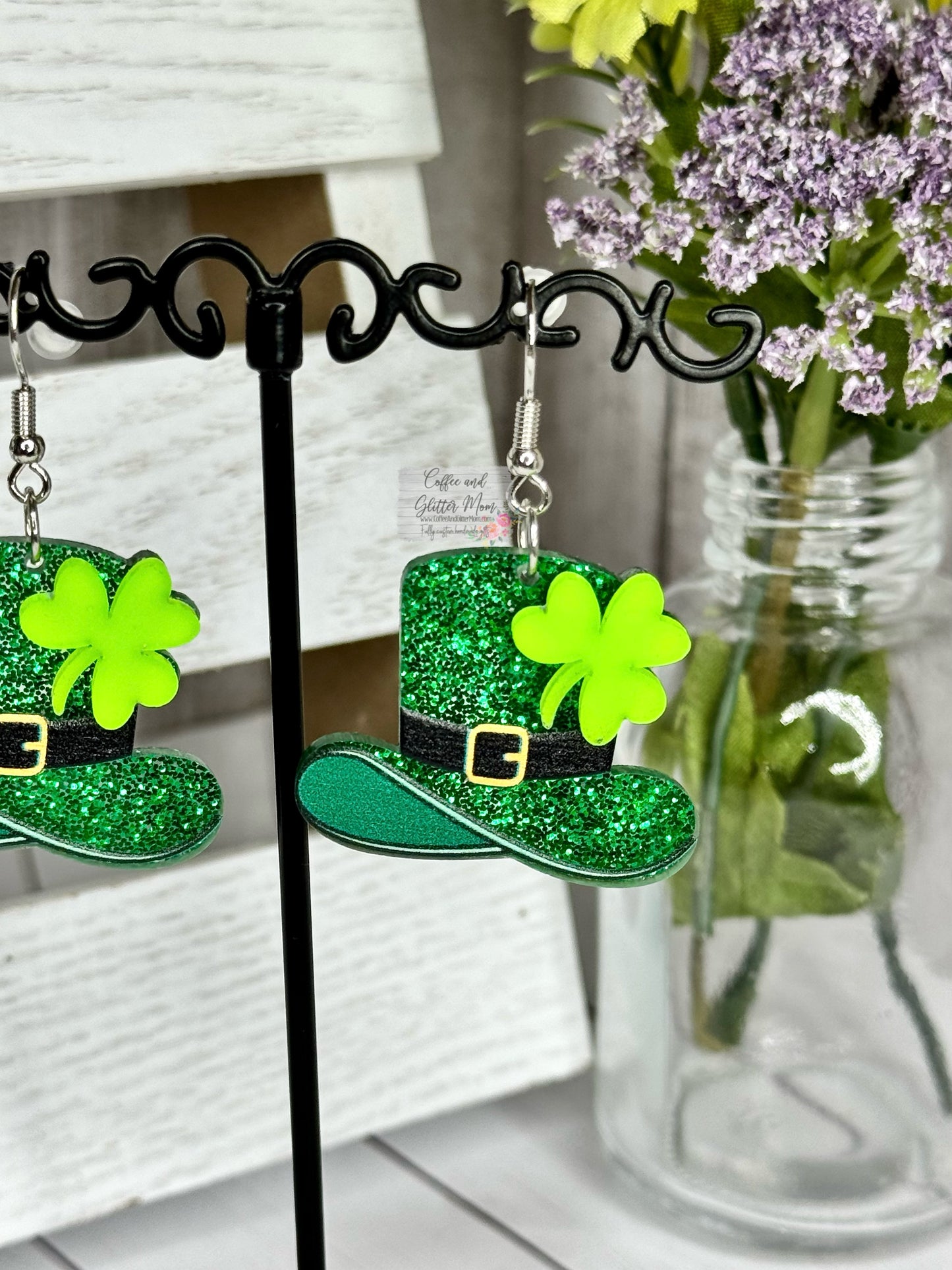 Lucky Lil Leprechaun Hat Acrylic Earrings