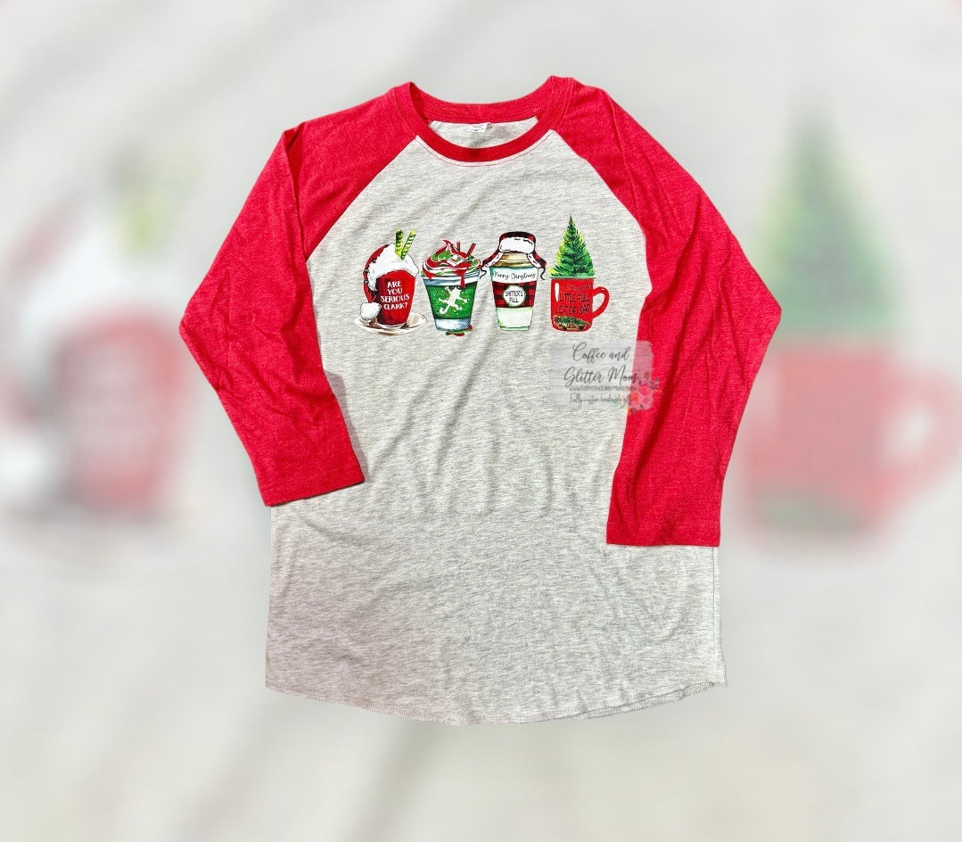 Griswold Coffee Christmas Three-Quarter Sleeve Raglan