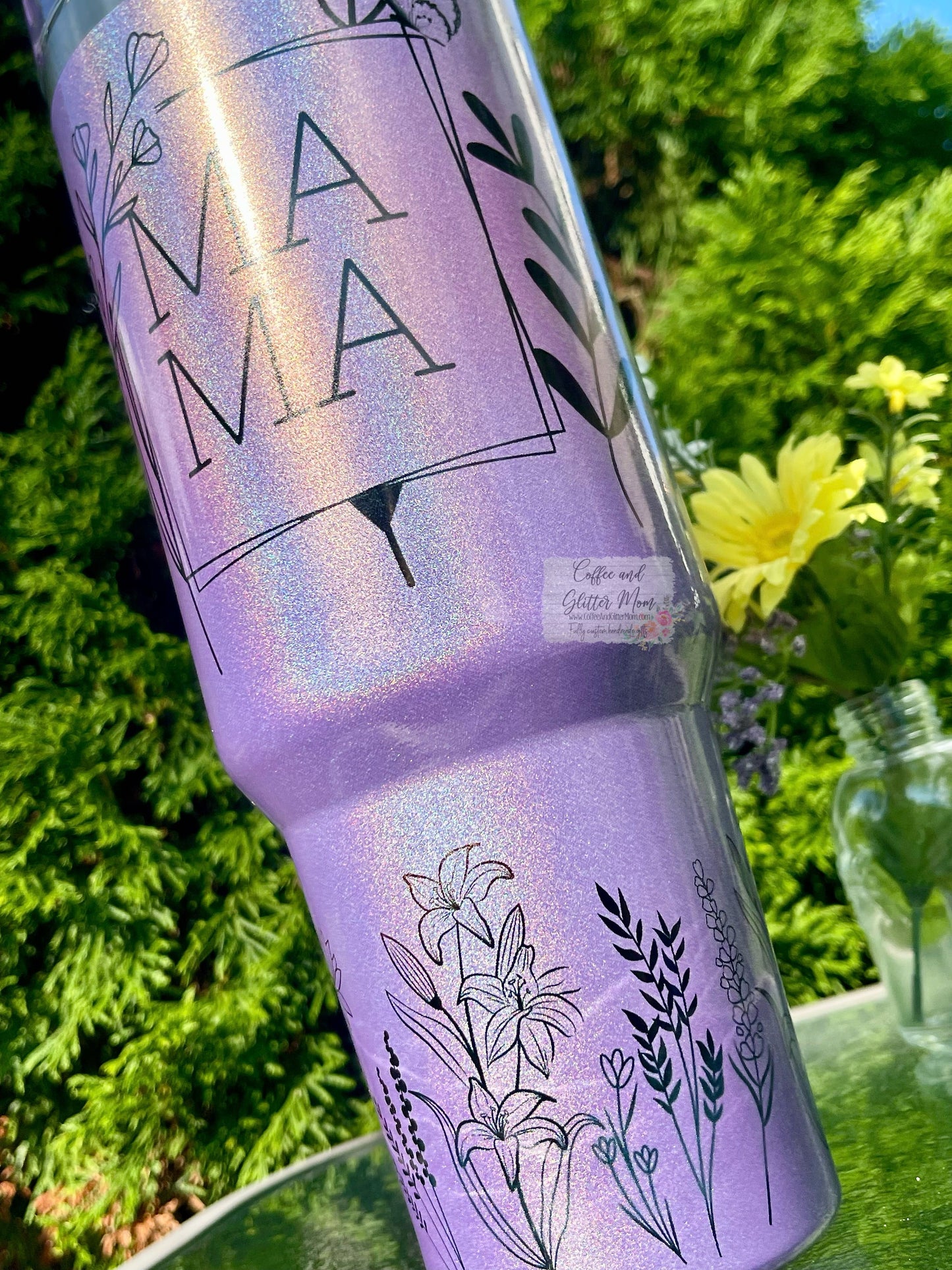 Mama Purple 40oz Stan Dupe Holographic Travel Tumbler