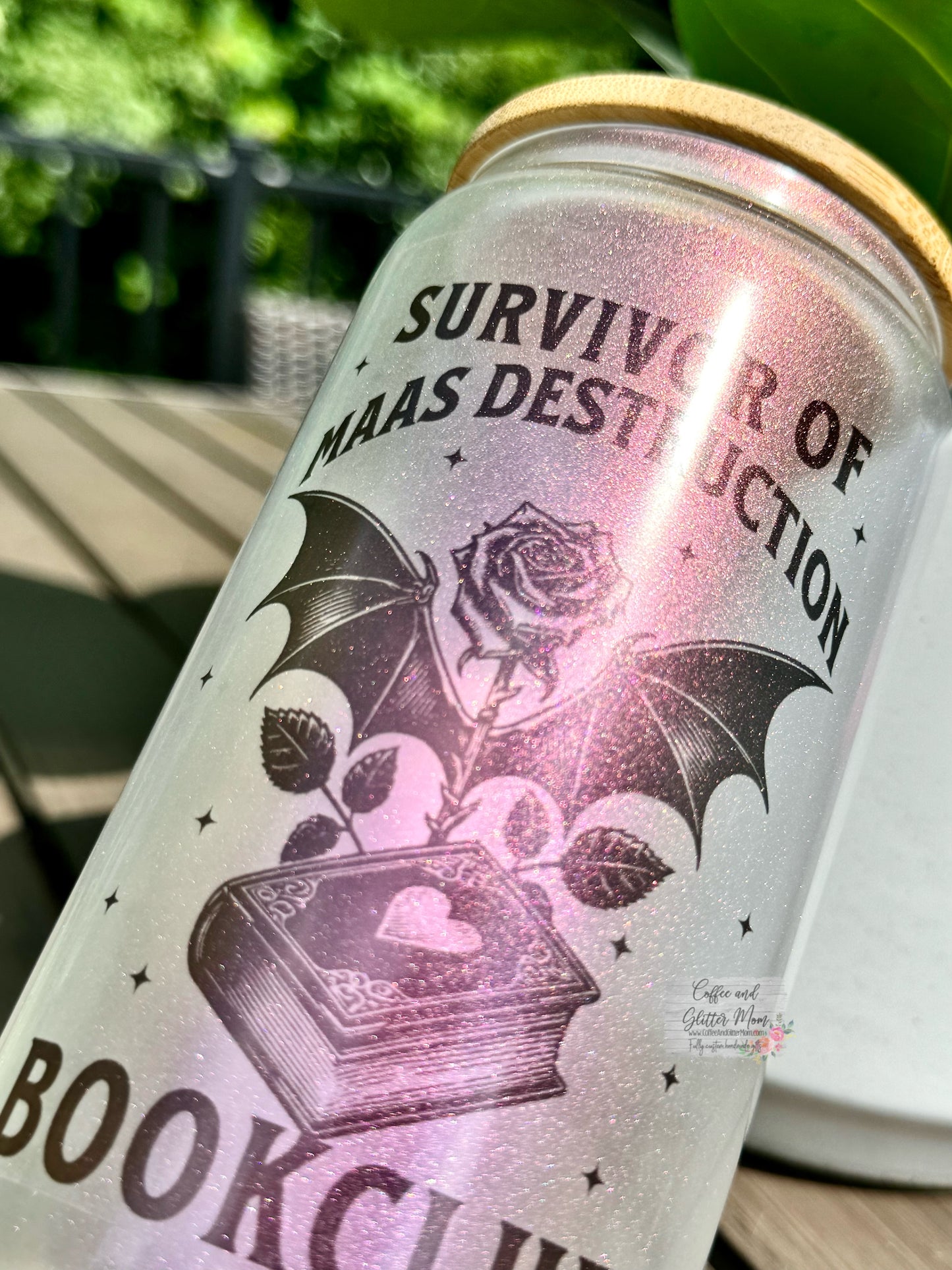 Survivor of Maas Destruction Book Club 16oz Iridescent Glass Can