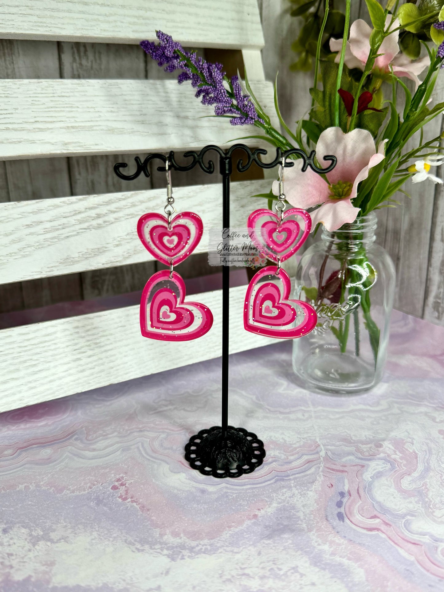 Double Hearts Acrylic Earrings