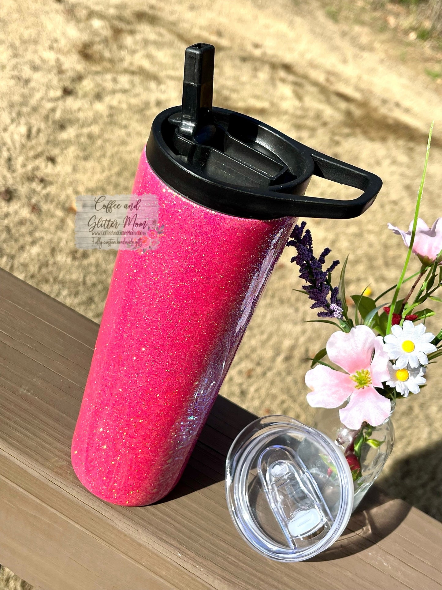 Water Lilly Pink Fine and Chunky 20oz Skinny Duo-Lid Tumbler