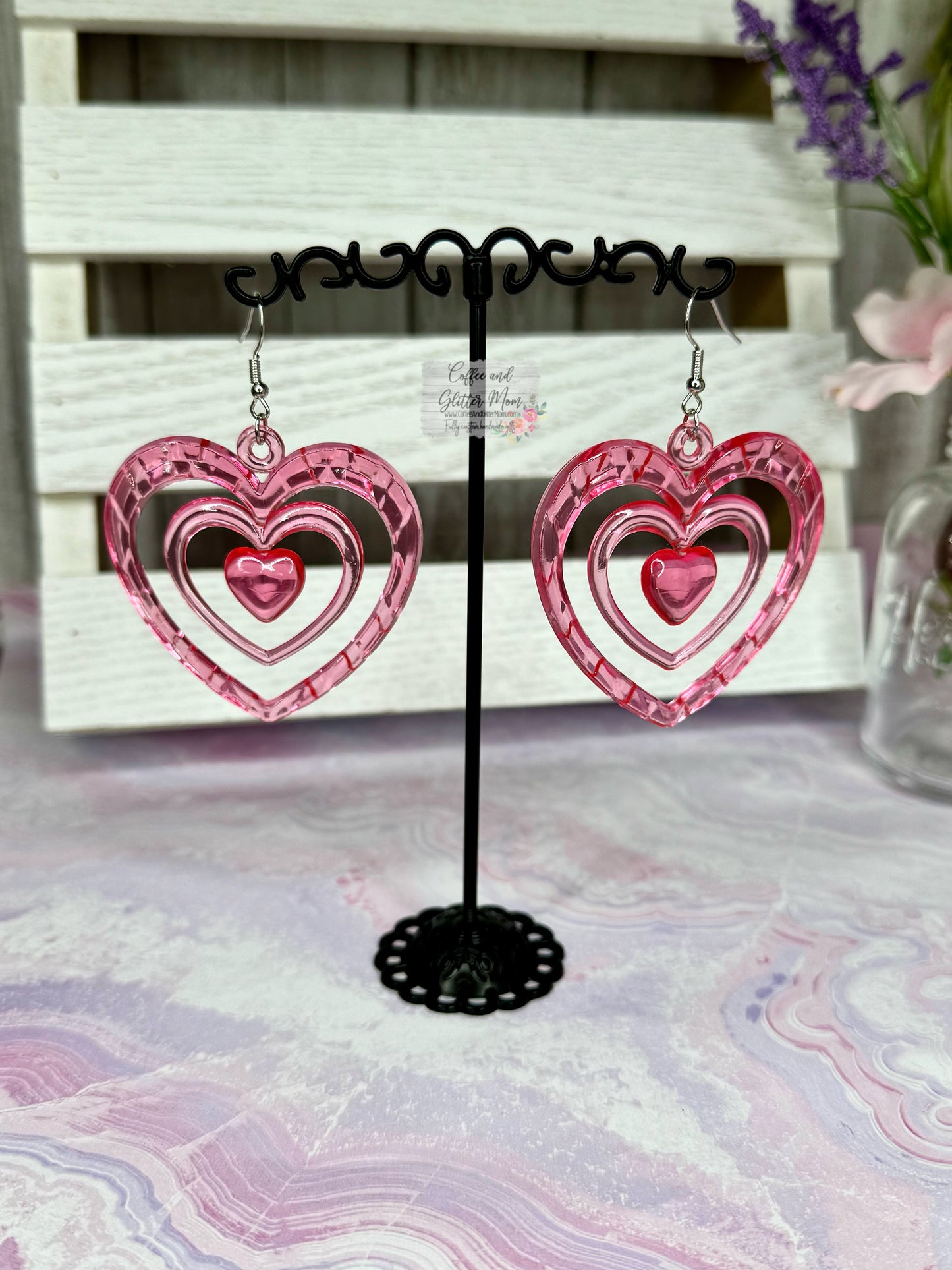 XL Heart Acrylic Earrings